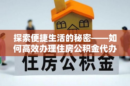 全南探索便捷生活的秘密——如何高效办理住房公积金代办提取